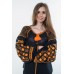 Boho Style Ukrainian Embroidered Folk  Blouse "Starry Sky" orange on black
